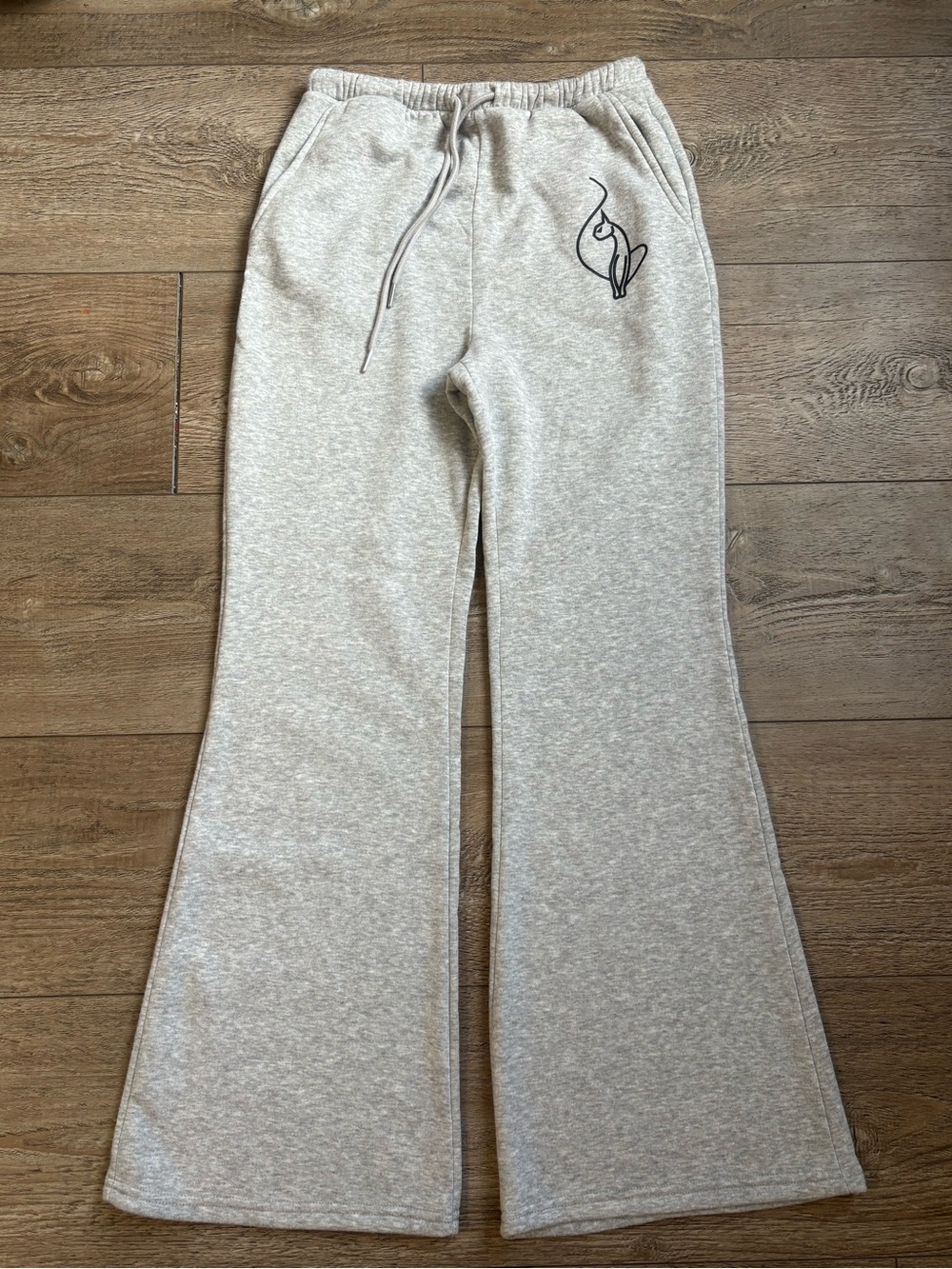 Baby Phat Light Gray Flare Drawstring Waist Joggers Sweatpants w Logo Detail